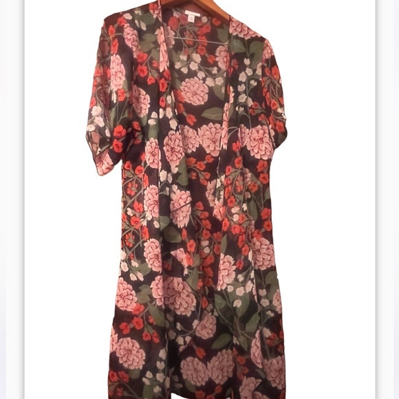 LULAROE Joy Open Front Sleeveless Duster Sz Small Cardigan Floral Print - Picture 3 of 6